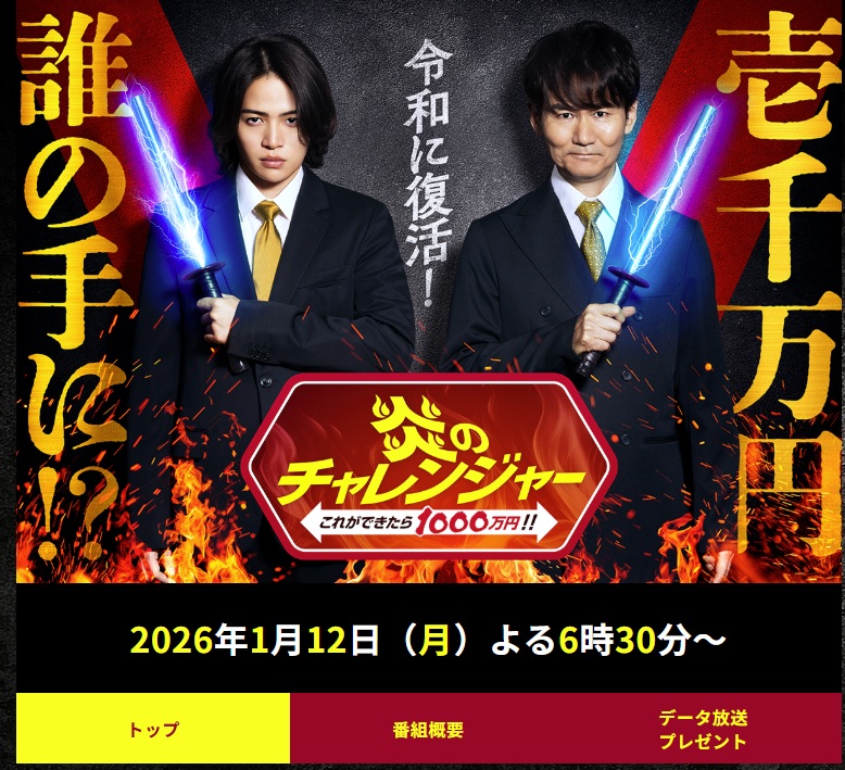 炎のチャレンジャー　応募方法　視聴者プレゼント